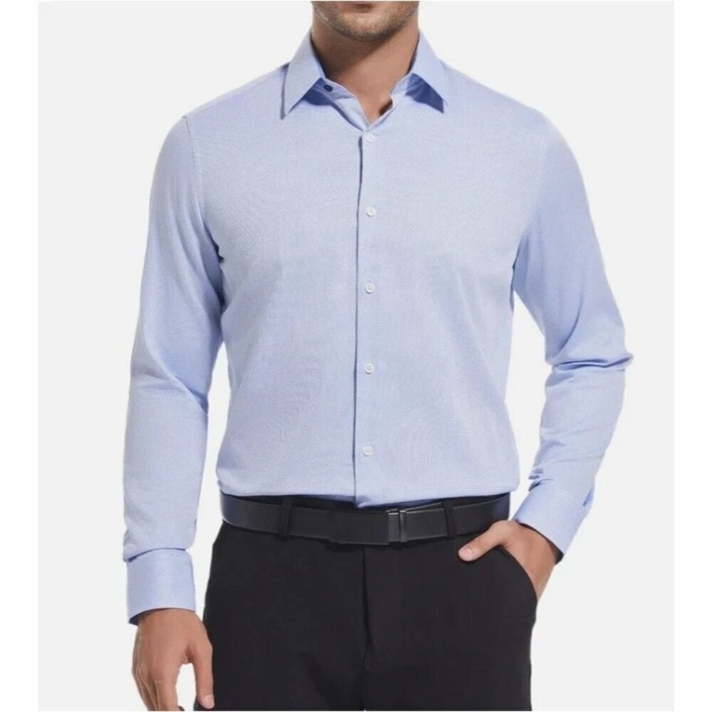 Duchamp Slim Fit Men's 16.5/ L Dress Shirt Blue Cotton Stretch M0515